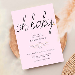 Invitation Oh Baby Gold Love Heart Baby Shower / Sprinkle