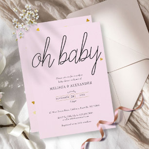 Invitation Oh Baby Gold Love Heart Couples Baby Shower
