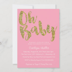 Invitation Oh Baby Gold Parties scintillant et foin sur Baby 