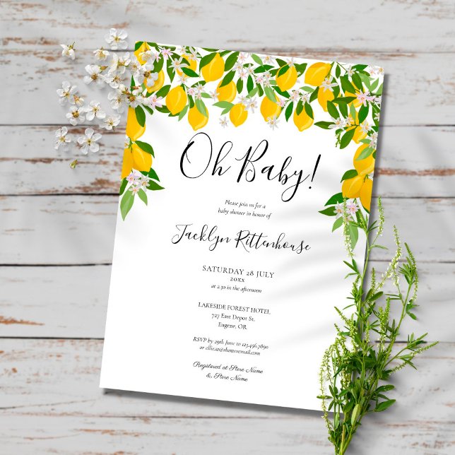 Invitation Oh Baby Lemon Blossom Baby shower de verdure (Créateur téléchargé)