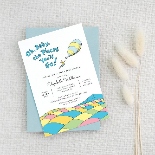 Invitation Oh, Baby, les endroits où tu iras Baby shower garç (Créateur téléchargé)