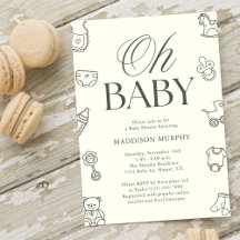 Oh Baby Minimaliste Fête de Naissance Mixte