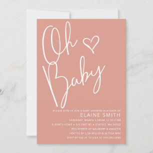 Invitation Oh Baby Modern mignon rose fille Baby shower