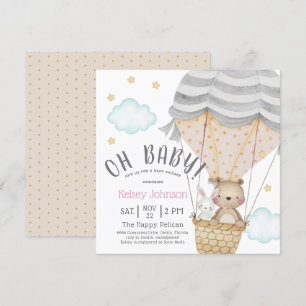 Invitation Oh Baby Neutre Bois Teddy Baby shower Ours