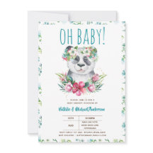 Oh Baby Panda Ours Aquarelle Floral Boho Douche