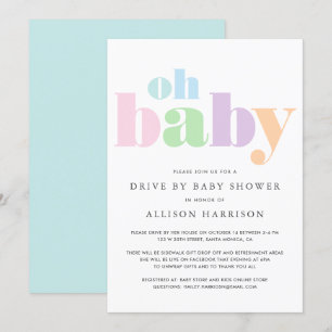 Invitation Oh Baby Pastel Minimal Conduite Moderne Par Douche