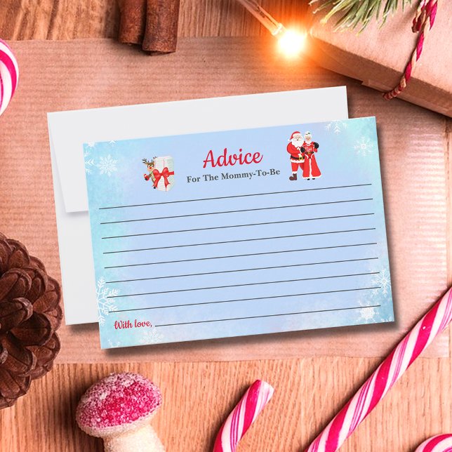 Invitation Oh Baby Père Noël & Mme Claus Conseil Baby shower (Capture holiday wisdom with Santa & Mrs. Claus Baby Shower Advice Invitation. )
