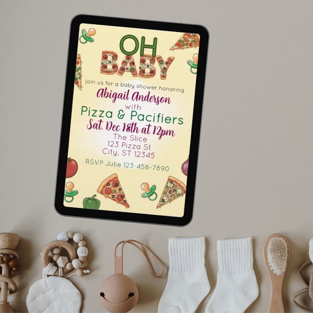 Invitation Oh Baby, Pizza & Pacifiers Baby Shower (Créateur téléchargé)
