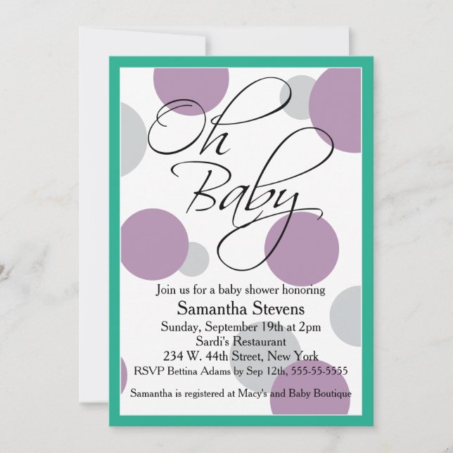 Invitation Oh Baby Posh Sexe Baby shower neutre (Devant)
