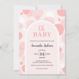 Invitation Oh Baby rose arche Pois Baby shower fille