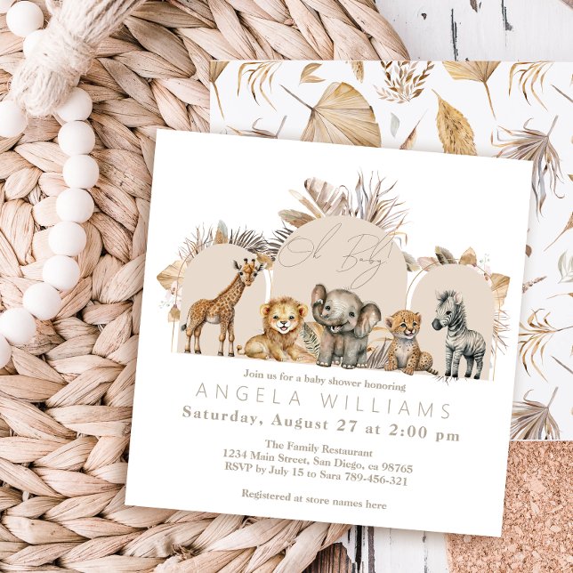 Invitation Oh Baby Safari Animaux Boho Baby shower (Créateur téléchargé)