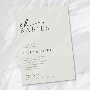 Invitation Oh Baby Sage Vert minimaliste Baby shower de scrip