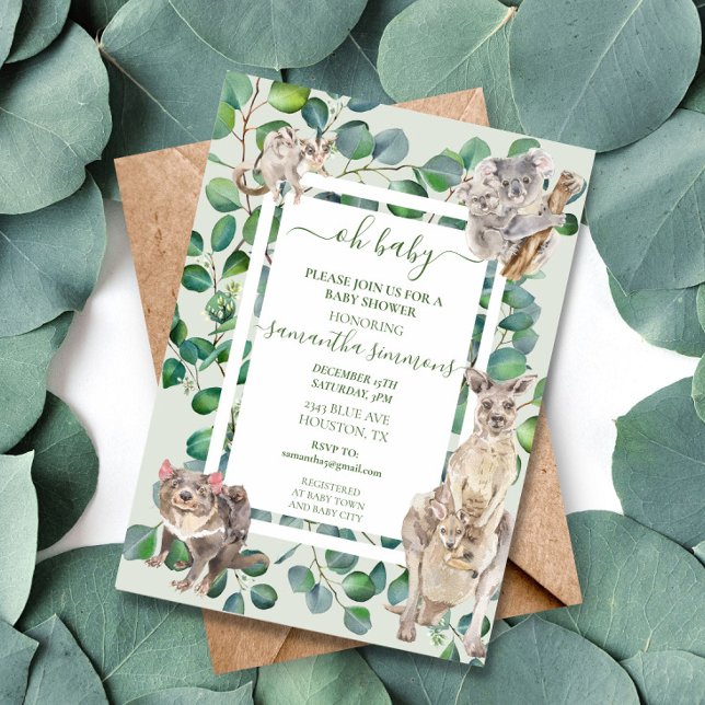 Invitation Oh Baby shower Animaux Australiens Wild One (Créateur téléchargé)