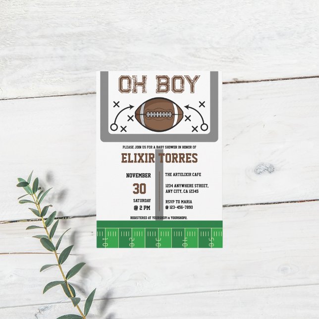 Invitation Oh Baby shower de football garçon (Créateur téléchargé)