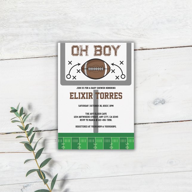 Invitation Oh Baby shower de football garçon (Créateur téléchargé)