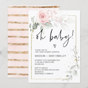 Invitation Oh Baby shower Genre Neutral Bébé Flore Bassin