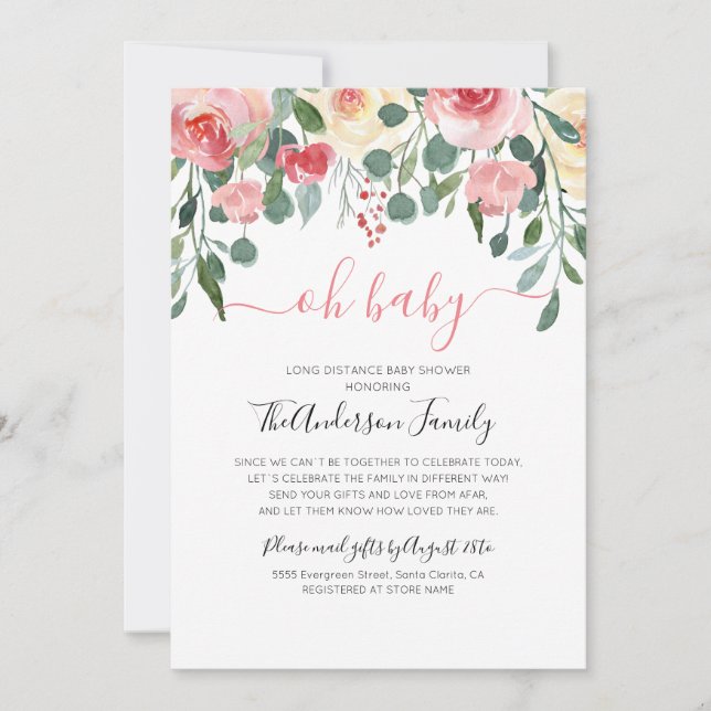 Invitation Oh Baby shower Par Courrier Interurbain (Devant)