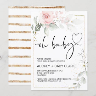 Invitation Oh Baby shower Party Fille Garçon Baby Party Flora