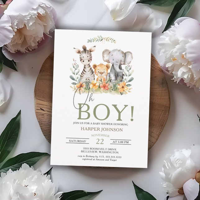 Invitation Oh Baby shower Safari de Boy Jungle (Créateur téléchargé)