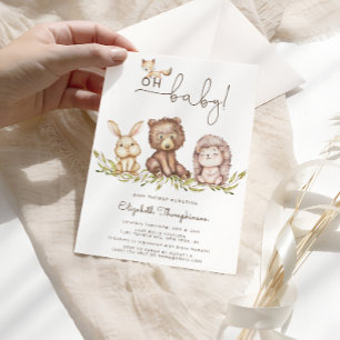 Invitation Oh Baby shower Woodland mignons Animaux