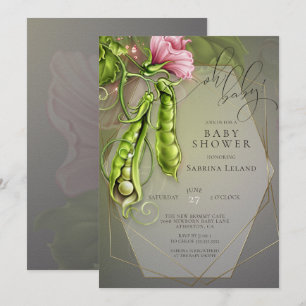 Invitation Oh Baby Sweet Peas dans un Baby shower de pois