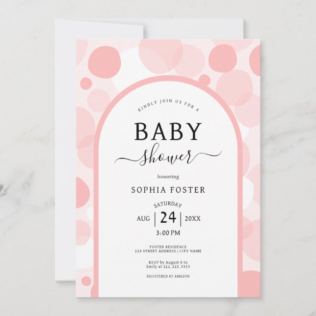 Invitation Oh Baby Sweet rose arc Baby shower fille (Devant)