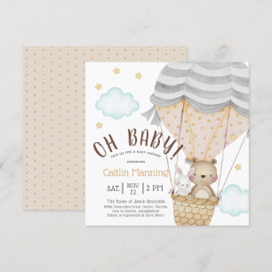 Invitation Oh Baby Teddy Bear Baby shower forestier neutre