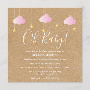 Invitation Oh Baby Twinkle Twinkle Baby Girl Shower Rustic