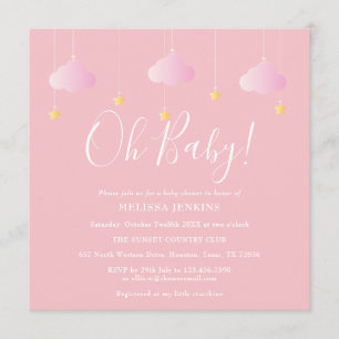 Invitation Oh Baby Twinkle Twinkle Baby shower rose