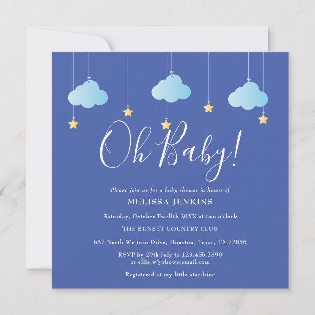 Invitation Oh Baby Twinkle Twinkle Baby shower / Sprinkle (Devant)