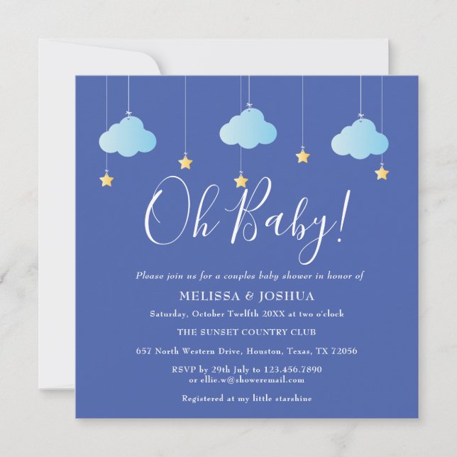 Invitation Oh Baby Twinkle Twinkle Couples Baby shower (Devant)