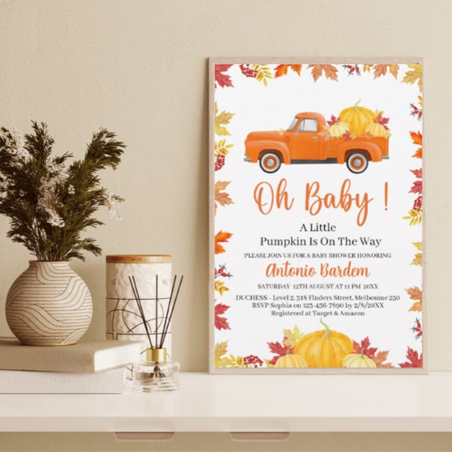 Invitation Oh Baby un petit Baby shower Citrouille (Créateur téléchargé)