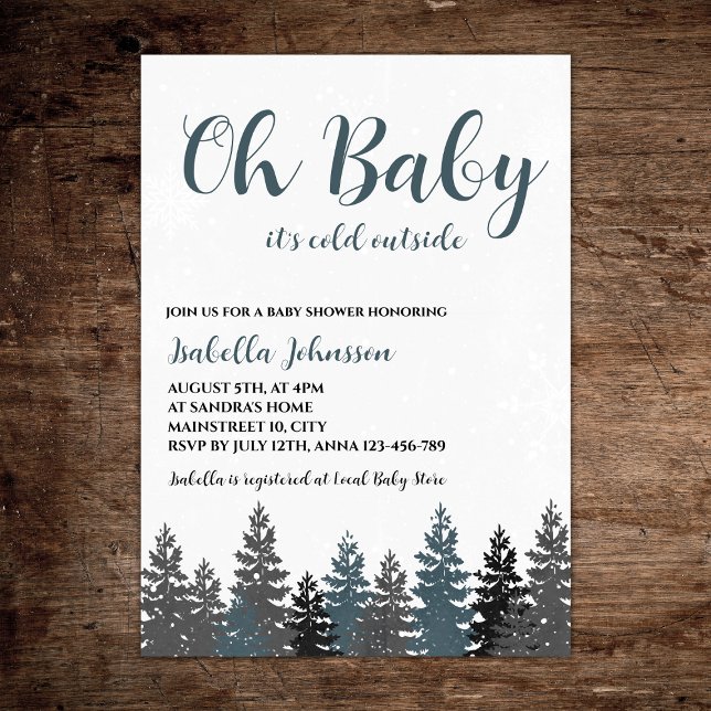 Invitation Oh Baby Winter Wonderland Baby shower (oh baby it's cold outside winter wonderland  baby shower invitation gender neutral)