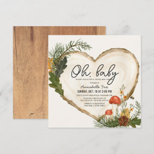 Invitation Oh Baby Wood Slice Champhroom Baby shower virtuel