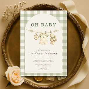 Invitation Oh Baby Woodland Clothesline Baby Shower