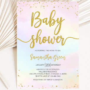 Invitation Oh Bébé Arc-en-Ciel Baby Shower