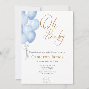 Invitation Oh Bébé- Baby shower Ballon Bébé