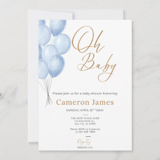 Invitation Oh Bébé- Baby shower Ballon Bébé