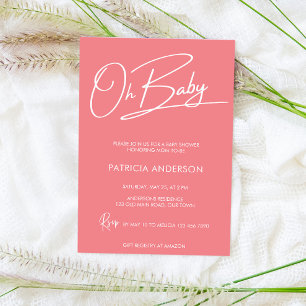 Invitation Oh bébé baby shower de calligraphie de script mode