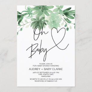 Invitation Oh bébé Baby shower neutre de genre Succulent