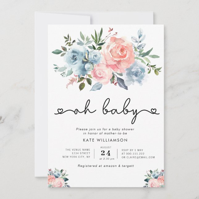 Invitation OH BÉBÉ | baby shower sans distinction de sexe Inv (Devant)