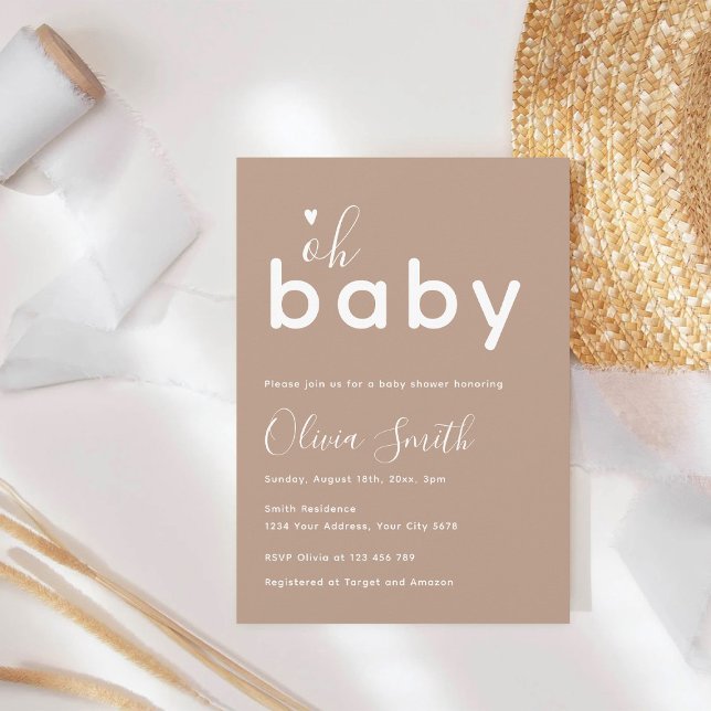 Invitation Oh Bébé Bain Beige (Créateur téléchargé)