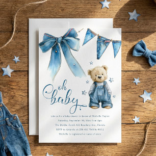 Invitation Oh Bébé   Bébé Jean Bleu Fête de Naissance en Deni