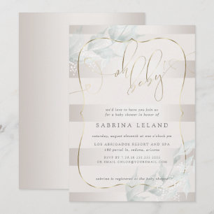 Invitation OH Bébé ! Calligraphie Ombré Taupe