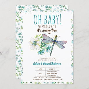 Invitation Oh Bébé DRAGONFLY Faire un Baby shower de souhait