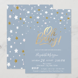 Invitation Oh Bébé Étoiles Poussière Bleue Baby Shower