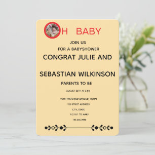 Invitation Oh Bébé Image Chat Bébé Shower Crème