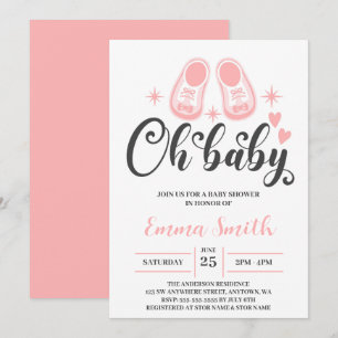 Invitation Oh Bébé mignon Chaussures bébé Baby shower