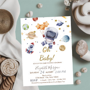 Invitation Oh Bébé Planète Astronaute Baby Shower