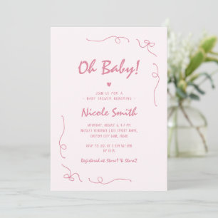 Invitation Oh Bébé rose main tiré Baby shower fille française